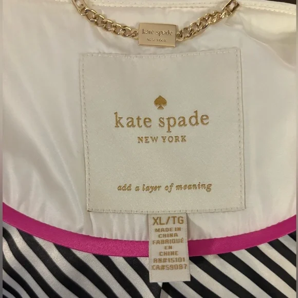 Kate Spade Bow Collar White Quilted Women's Coat Size XL - Picture 7 of 7